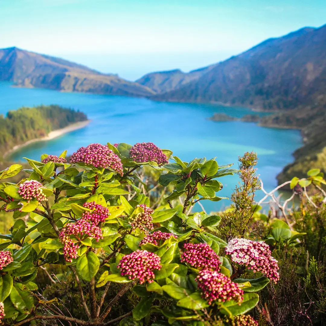 Closer view of Lagoa do Fogo crater lake waters